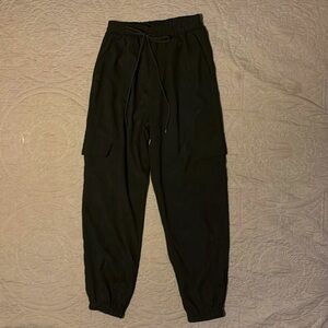 SHEIN High Waisted Black Drawstring Cargo Trousers Size Small (4)